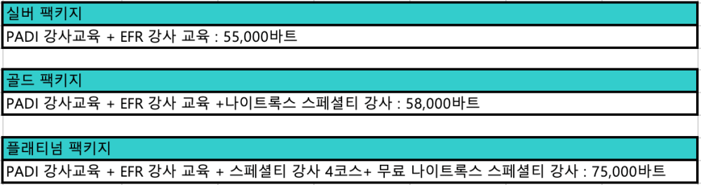 강사교육 비용 리스트