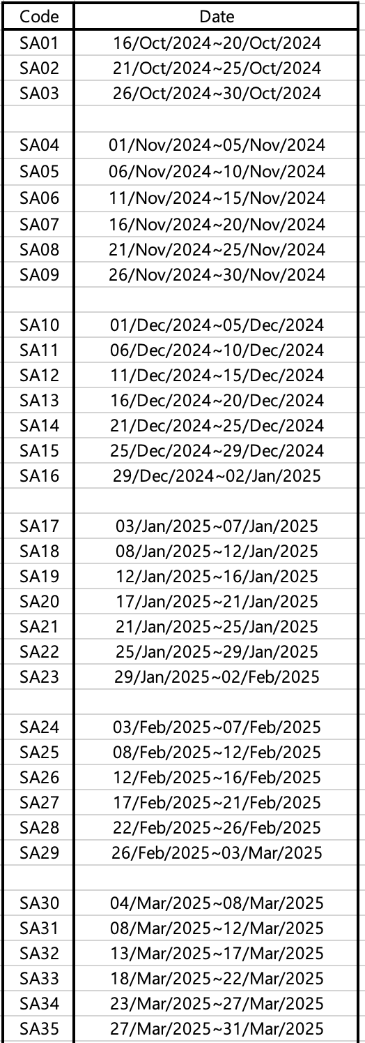 사왓디파사이 보트 2024-2025 시즌 스케줄